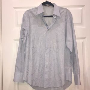 Robert Graham Blue Embroidered Dress Shirt